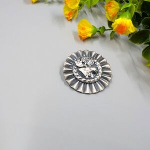 Vintage Moose Design Medallion Style Silver Toned Brooch